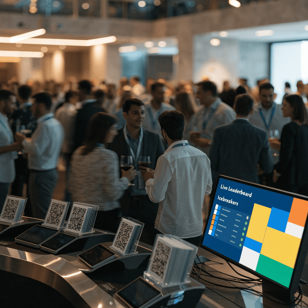 Conference attendees networking and connecting on their phones during an event